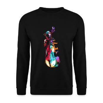 Vibrierender Kontrabass Orchestergraben - Unisex Pullover - Schwarz - Vorne - Alina (178cm) & Michal (187cm)