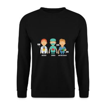 Ruhiger Anästhesist Operationssaal - Unisex Pullover - Schwarz - Vorne - Alina (178cm) & Michal (187cm)