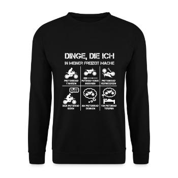 Freizeit - Motorradfahrer - Biker - Unisex Pullover - Schwarz - Vorne - Alina (178cm) & Michal (187cm)
