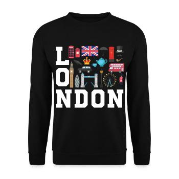 London England UK Great Britain - Unisex Pullover - Schwarz - Vorne - Alina (178cm) & Michal (187cm)
