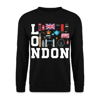 London England UK Great Britain - Unisex Pullover - Schwarz - Vorne - Alina (178cm) & Michal (187cm)