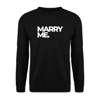 Heirate mich mutiger Antrag - Unisex Pullover - Schwarz - Vorne - Alina (178cm) & Michal (187cm)