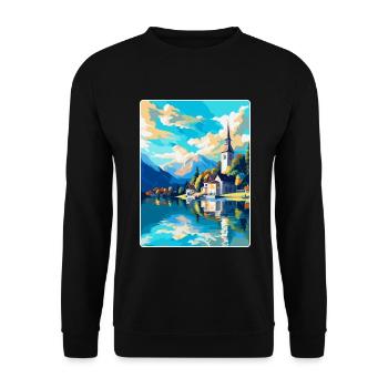 St Wolfgang Austria Vintage Travel Poster Souvenir - Unisex Sweatshirt - black - Front - Alina (178cm) & Michal (187cm)