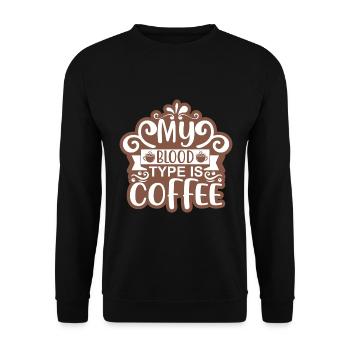 Meine Blutgruppe ist Kaffee Aufkleber - Unisex Pullover - Schwarz - Vorne - Alina (178cm) & Michal (187cm)