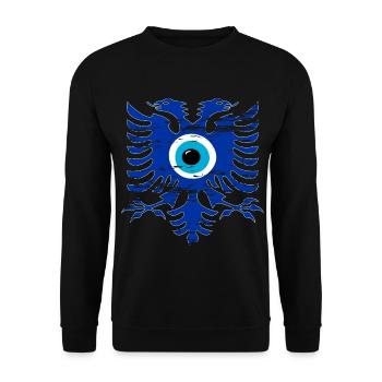 Albanien Flagge Nazar Amulett used - Unisex Pullover - Schwarz - Vorne - Alina (178cm) & Michal (187cm)