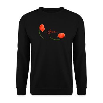Zwillinge Mohn Klatschmohn Sternzeichen Zwillinge - Unisex Pullover - Schwarz - Vorne - Alina (178cm) & Michal (187cm)