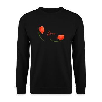 Zwillinge Mohn Klatschmohn Sternzeichen Zwillinge - Unisex Pullover - Schwarz - Vorne - Alina (178cm) & Michal (187cm)