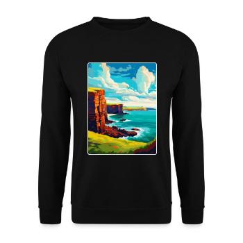 Orkney Islands Scotland Uk Travel Poster Souvenir - Unisex Sweatshirt - black - Front - Alina (178cm) & Michal (187cm)