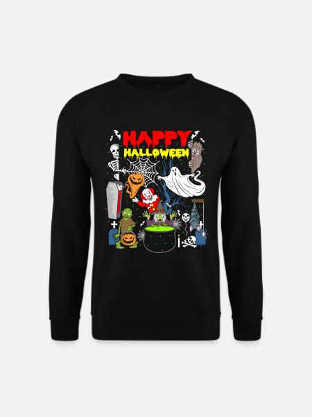 Happy Halloween Geister Hexe Sarg Skelett Zombie - Unisex Pullover - Schwarz