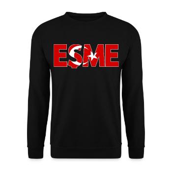 Esme Türkei Flagge Usak - Unisex Pullover - Schwarz - Vorne - Alina (178cm) & Michal (187cm)