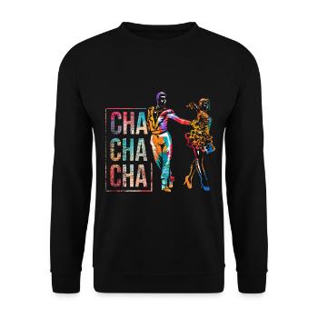 Sprühender Cha Cha Tanzrhythmus - Unisex Pullover - Schwarz - Vorne - Alina (178cm) & Michal (187cm)