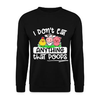 I don't eat anything that poops - Vegan Humor - Unisex Pullover - Schwarz - Vorne - Alina (178cm) & Michal (187cm)