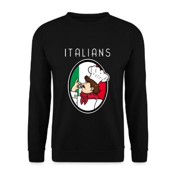Herzlicher Italiener Bella Italia - Unisex Pullover - Schwarz - Vorne - Alina (178cm) & Michal (187cm)