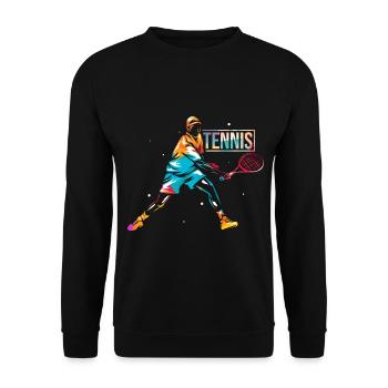 Siegreicher Tennisprofi Rasenplatz - Unisex Pullover - Schwarz - Vorne - Alina (178cm) & Michal (187cm)