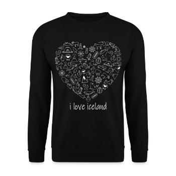 Island Herz Iceland isländische Icons - Unisex Pullover - Schwarz - Vorne - Alina (178cm) & Michal (187cm)