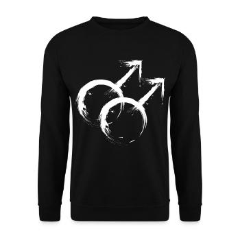 Doppeltes Marssymbol Männliche Homosexualität - Unisex Pullover - Schwarz - Vorne - Alina (178cm) & Michal (187cm)