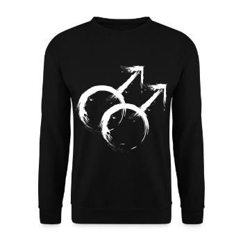 Doppeltes Marssymbol Männliche Homosexualität - Unisex Pullover - Schwarz - Vorne - Alina (178cm) & Michal (187cm)