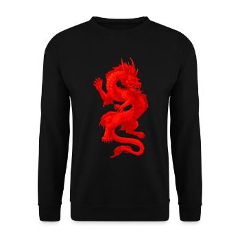 Glowing Fire Fantasy Dragon Gamer-Kunst - Unisex Pullover - Schwarz - Vorne - Alina (178cm) & Michal (187cm)