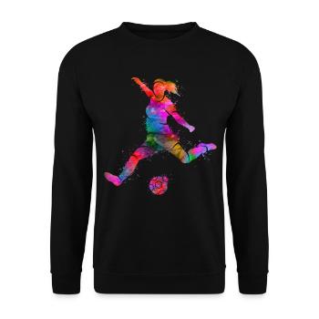 Fußballer Spieler Fußballspieler Mädchen Fußball - Unisex Pullover - Schwarz - Vorne - Alina (178cm) & Michal (187cm)