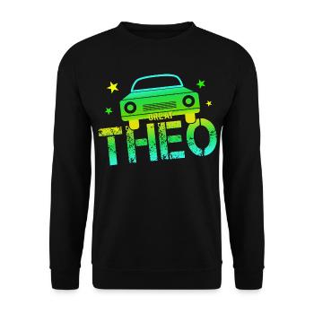 Theo Namenstag Theo - Unisex Pullover - Schwarz - Vorne - Alina (178cm) & Michal (187cm)