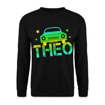 Theo Namenstag Theo - Unisex Pullover - Schwarz - Vorne - Alina (178cm) & Michal (187cm)