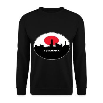 Yokohama-Japan-Flaggen-Skyline-Schattenbild-Reise - Unisex Pullover - Schwarz - Vorne - Alina (178cm) & Michal (187cm)