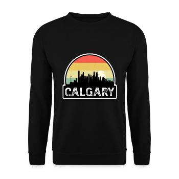 Calgary Kanada Flagge Skyline Reisesouvenir - Unisex Pullover - Schwarz - Vorne - Alina (178cm) & Michal (187cm)