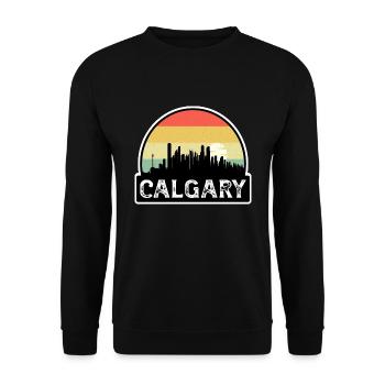 Calgary Kanada Flagge Skyline Reisesouvenir - Unisex Pullover - Schwarz - Vorne - Alina (178cm) & Michal (187cm)