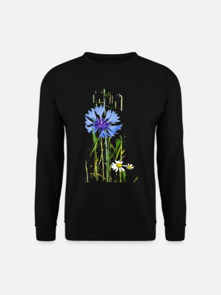 Kornblumen und Gänseblümchen Muster - Unisex Pullover - Schwarz