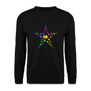 Sterne bunte Sterne viele Sterne - Unisex Pullover - Schwarz - Vorne - Alina (178cm) & Michal (187cm)