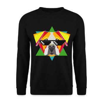 Selbstbewusste Bulldogge Sonnenbrille - Unisex Pullover - Schwarz - Vorne - Alina (178cm) & Michal (187cm)