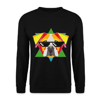Selbstbewusste Bulldogge Sonnenbrille - Unisex Pullover - Schwarz - Vorne - Alina (178cm) & Michal (187cm)