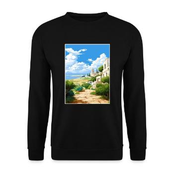 Apulien Italien Vintage Reiseposter WPA Souvenir - Unisex Pullover - Schwarz - Vorne - Alina (178cm) & Michal (187cm)
