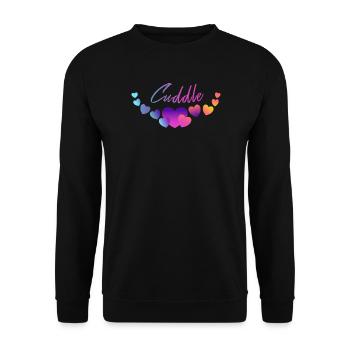 zum knuddeln kuscheln liebhaben Herzen - Unisex Pullover - Schwarz - Vorne - Alina (178cm) & Michal (187cm)