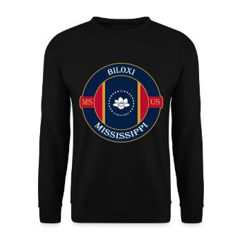 Biloxi Mississippi Flagge USA Reise Souvenir Abzeichen - Unisex Pullover - Schwarz - Vorne - Alina (178cm) & Michal (187cm)