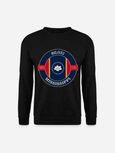 Biloxi Mississippi Flagge USA Reise Souvenir Abzeichen - Unisex Pullover - Schwarz