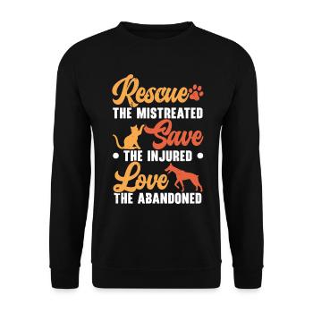 Tierpflege Tierretter Tierrechte - Unisex Pullover - Schwarz - Vorne - Alina (178cm) & Michal (187cm)