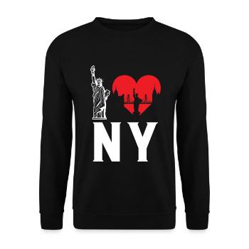 I Love NY New York - Unisex Pullover - Schwarz - Vorne - Alina (178cm) & Michal (187cm)