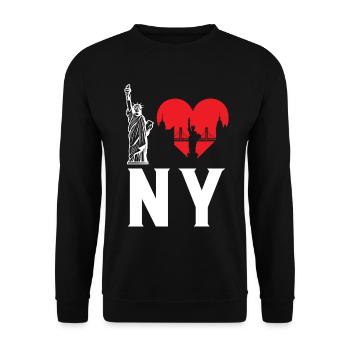 I Love NY New York - Unisex Pullover - Schwarz - Vorne - Alina (178cm) & Michal (187cm)