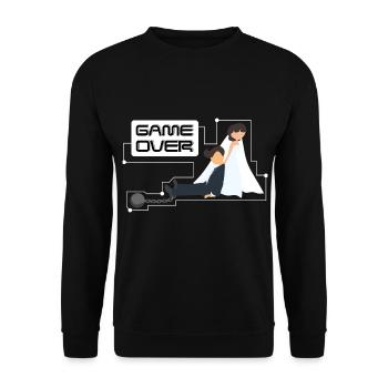 Game Over JGA - Braut und Bräutigam, weiß - Unisex Pullover - Schwarz - Vorne - Alina (178cm) & Michal (187cm)