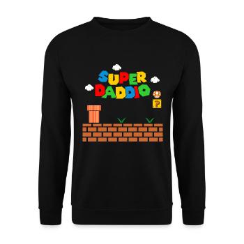 Super Daddio Vatertagsgeschenk Vater Geschenkidee - Unisex Pullover - Schwarz - Vorne - Alina (178cm) & Michal (187cm)