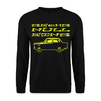 P601 Trabi 601 DDR Ost Oldtimer - Unisex Pullover - Schwarz - Vorne - Alina (178cm) & Michal (187cm)