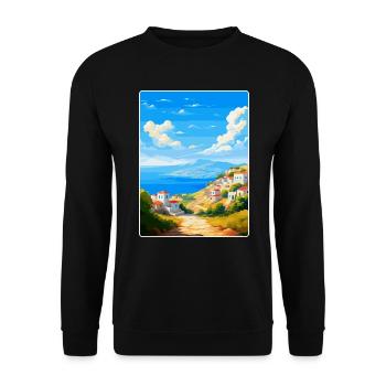 Kea Griechenland Vintage Reiseplakat Souvenir Souvenir - Unisex Pullover - Schwarz - Vorne - Alina (178cm) & Michal (187cm)