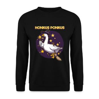 Goose Witch - Unisex Pullover - Schwarz - Vorne - Alina (178cm) & Michal (187cm)