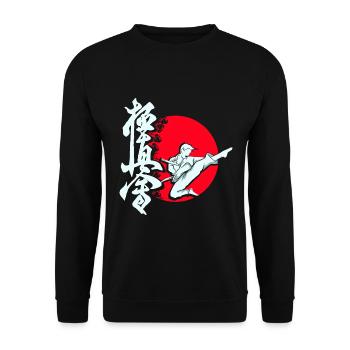 Kyokushin Karate Karatekämpfer Okinawa Karateka - Unisex Pullover - Schwarz - Vorne - Alina (178cm) & Michal (187cm)