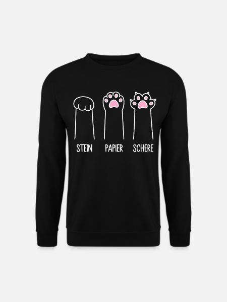 Katze Pfote Katzenpfoten Spiel Stein Papier Schere - Unisex Pullover - Schwarz