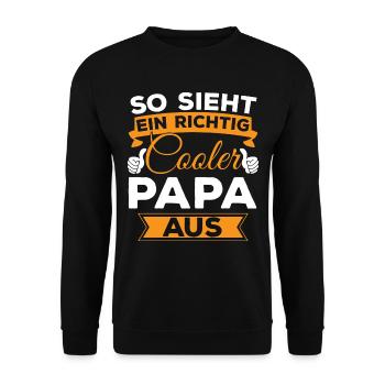 Cooler Papa Shirt - Geschenk für den coolsten Papa - Unisex Pullover - Schwarz - Vorne - Alina (178cm) & Michal (187cm)
