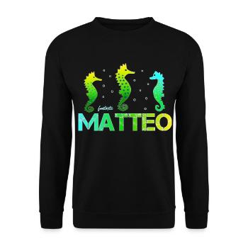 Matteo Geburtstag Matteo - Unisex Pullover - Schwarz - Vorne - Alina (178cm) & Michal (187cm)