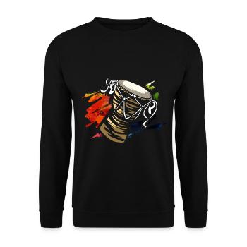 Grooviger Afrobeat Trommelkreis - Unisex Pullover - Schwarz - Vorne - Alina (178cm) & Michal (187cm)