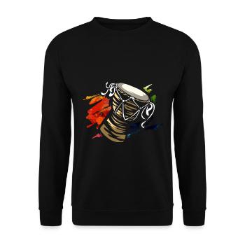 Grooviger Afrobeat Trommelkreis - Unisex Pullover - Schwarz - Vorne - Alina (178cm) & Michal (187cm)